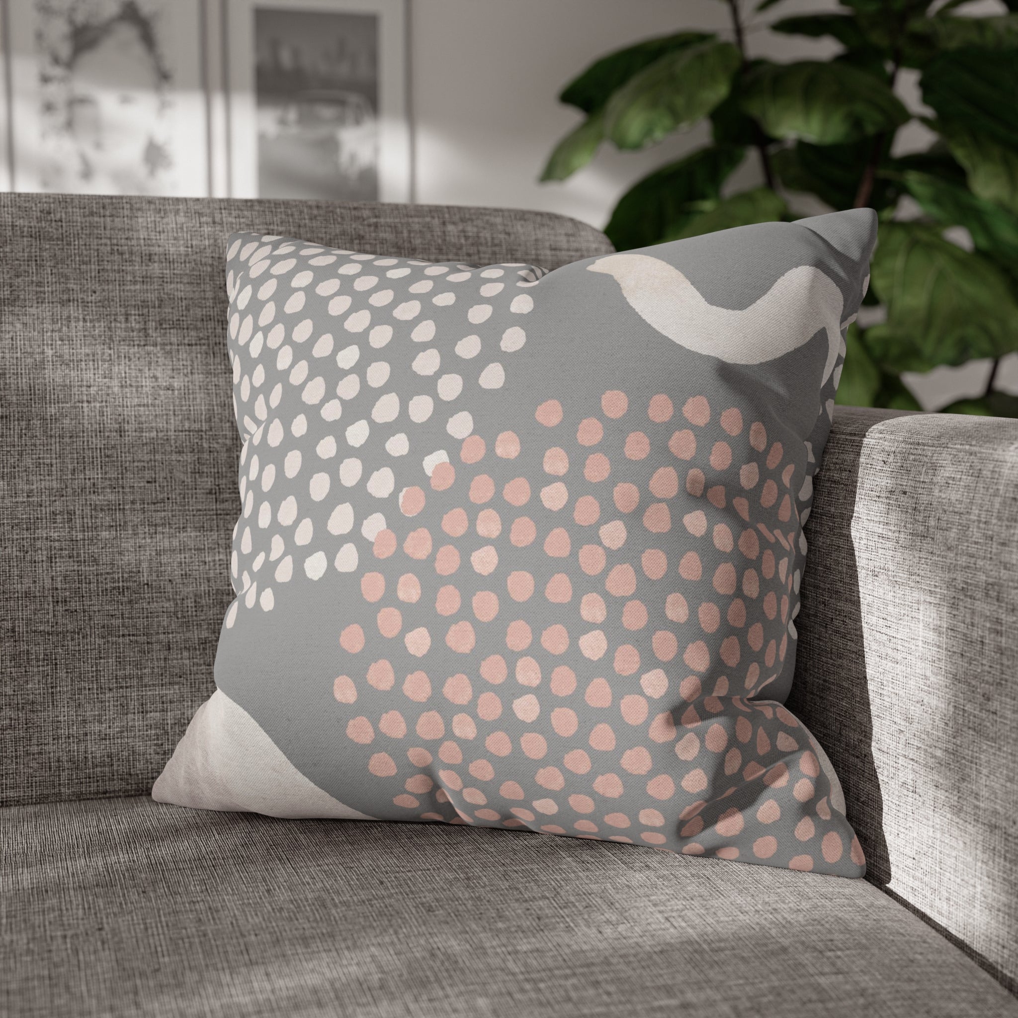 Abstract Boho Pillow Cover | Gray Blush Pink, Ivory