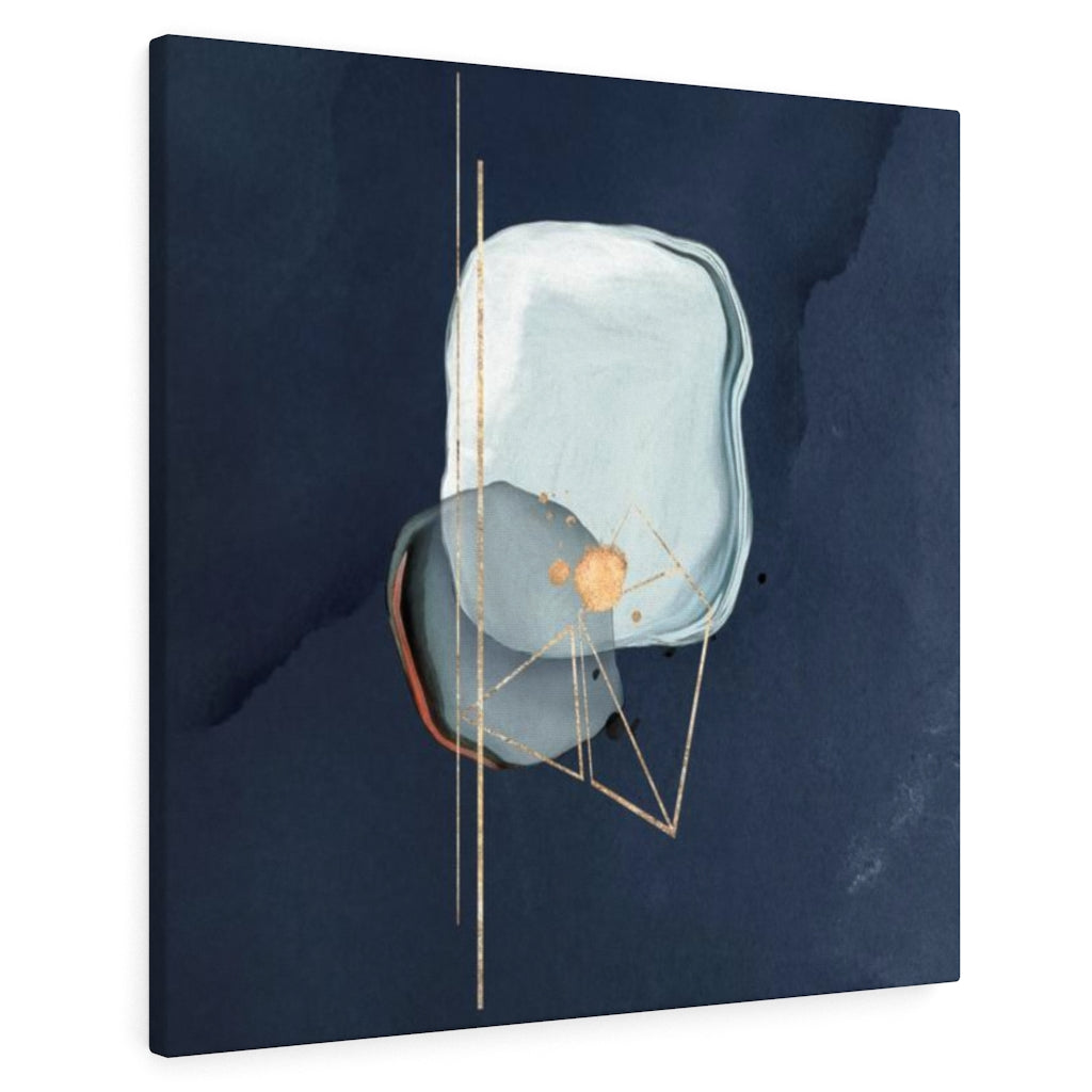 ABSTRACT WALL CANVAS ART | Navy Blue Teal Gold