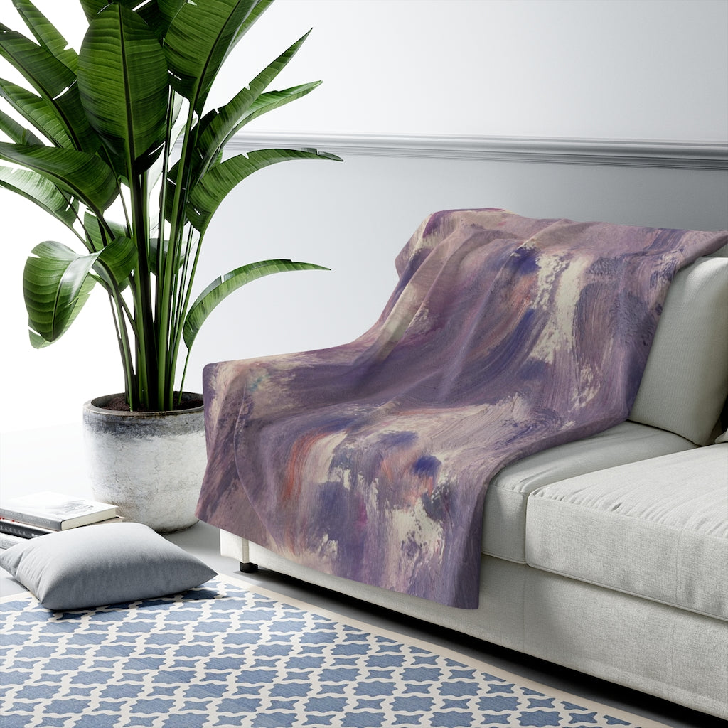 Lavender, purple and cream abstract comfy throw blanket