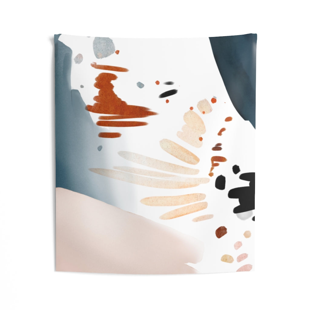 Abstract Tapestry | White Blush Pink Navy Blue Red