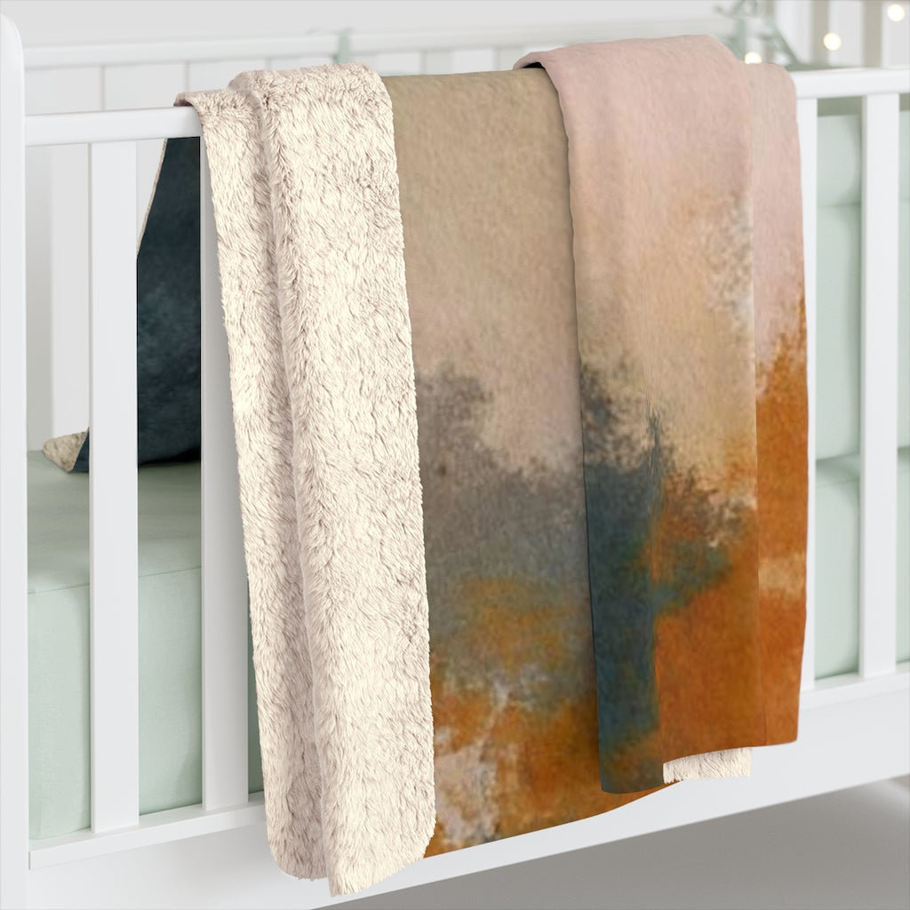 Acrylic Comfy Blanket | Rust Blush Pink Blue