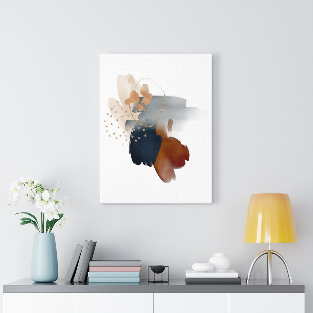 Abstract Canvas Art | Navy Blue White Grey Brown