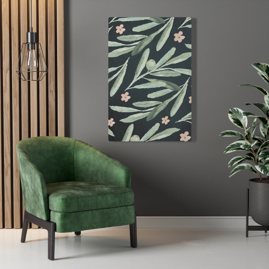 FLORAL WALL CANVAS ART | Green Navy Blue Pink