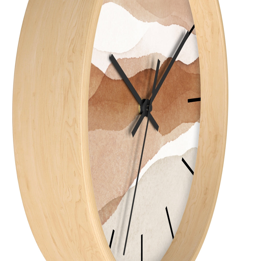 Wood, Wall Clock, Beige Brown 10"