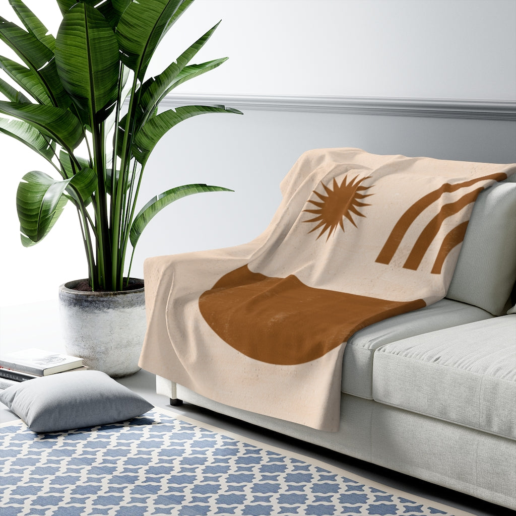 Mystical, Geometric Shapes, Brown Beige Blanket
