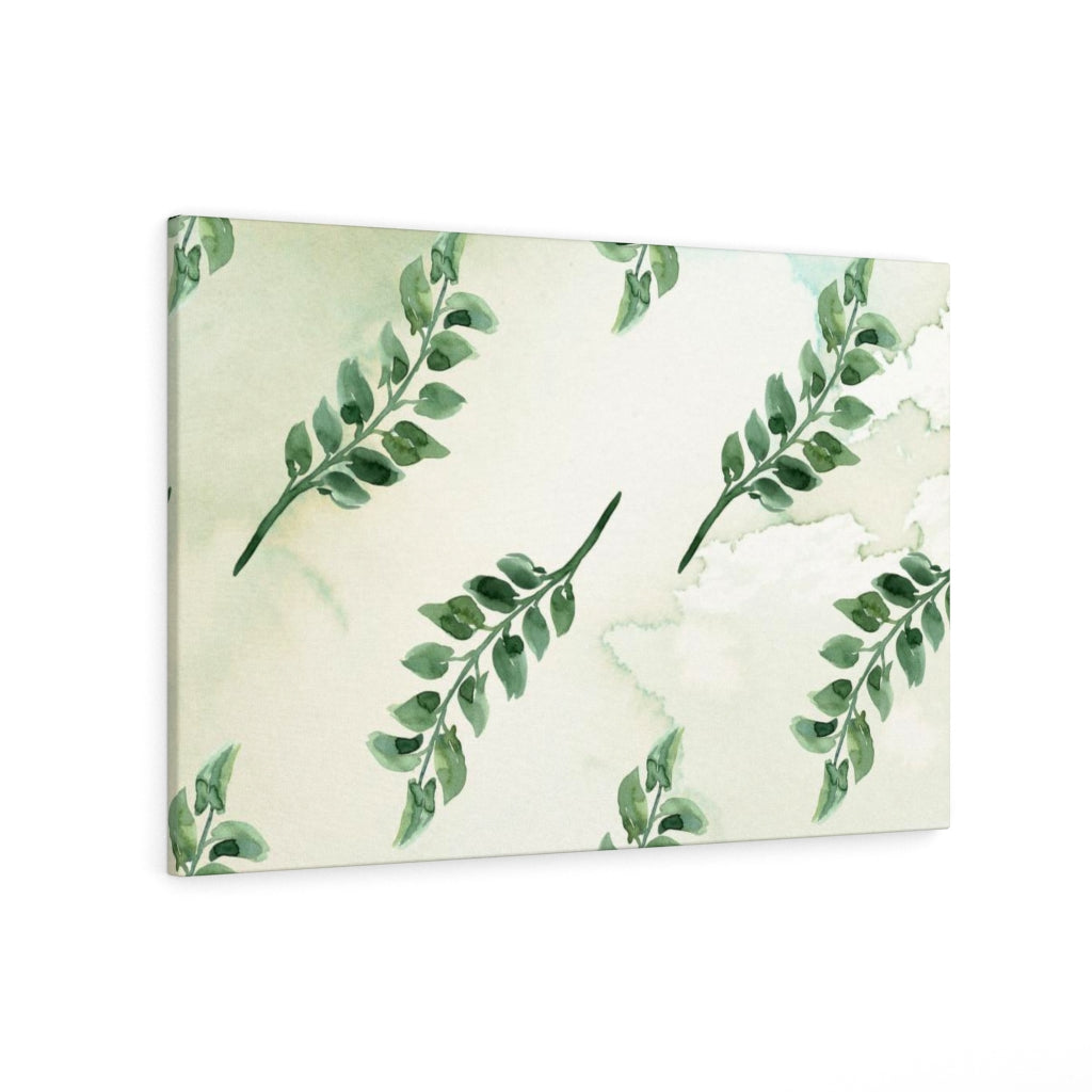 FLORAL WALL CANVAS ART | White Green Leaves
