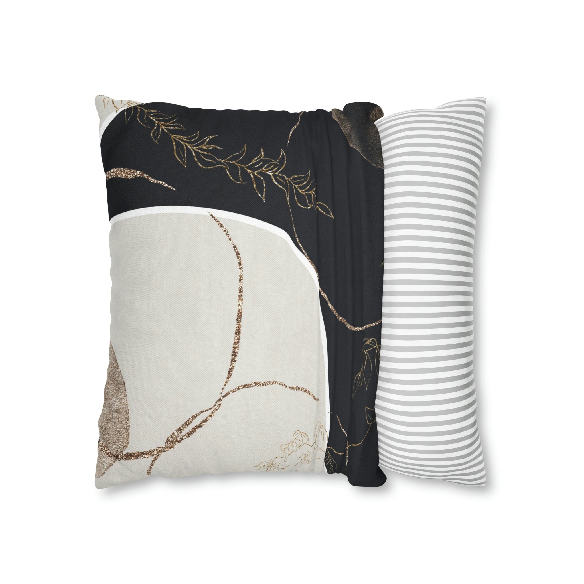 Abstract Boho Pillow Cover | Black Cream Beige