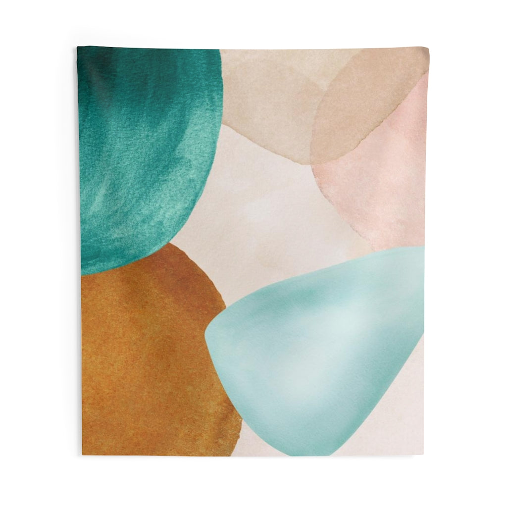 Abstract Tapestry | Beige Blush Pink Teal Green
