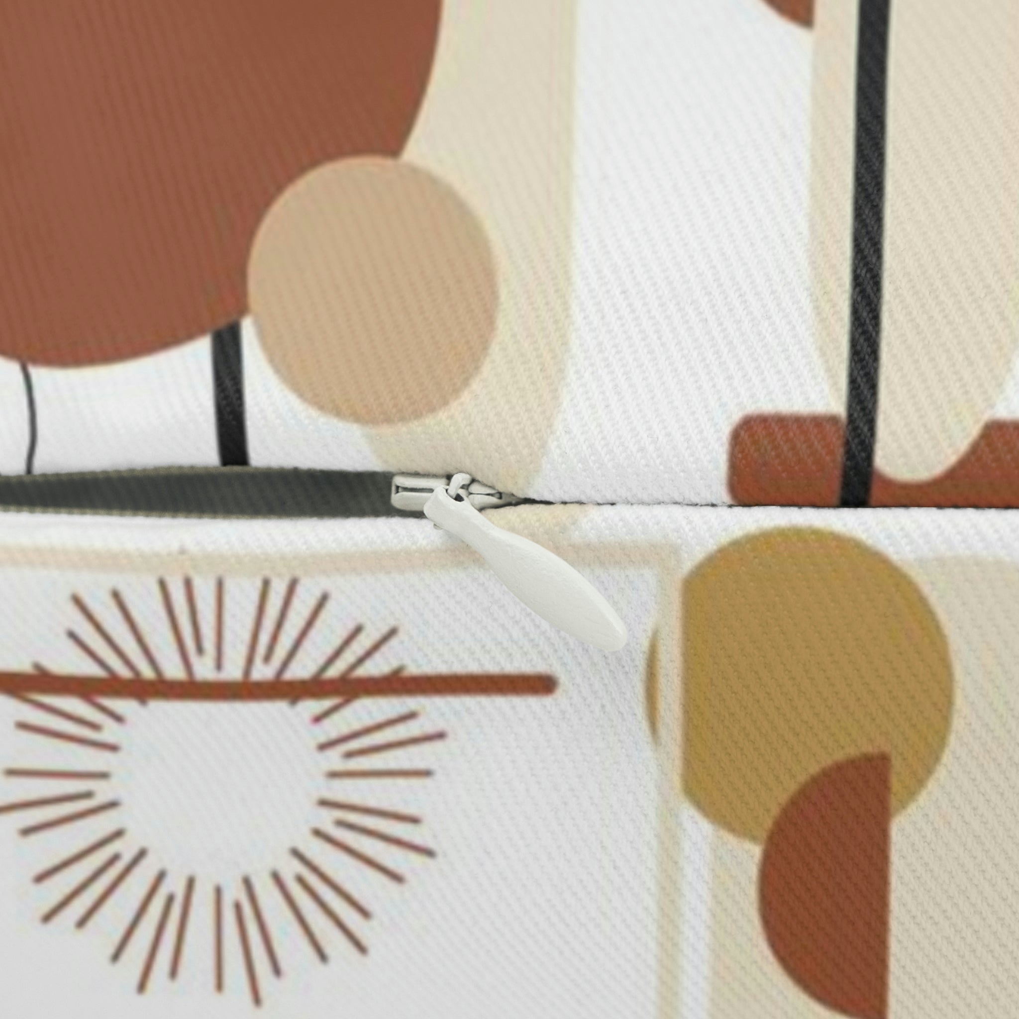 Boho Lumbar Pillow | Neutral Beige Rust Geometric