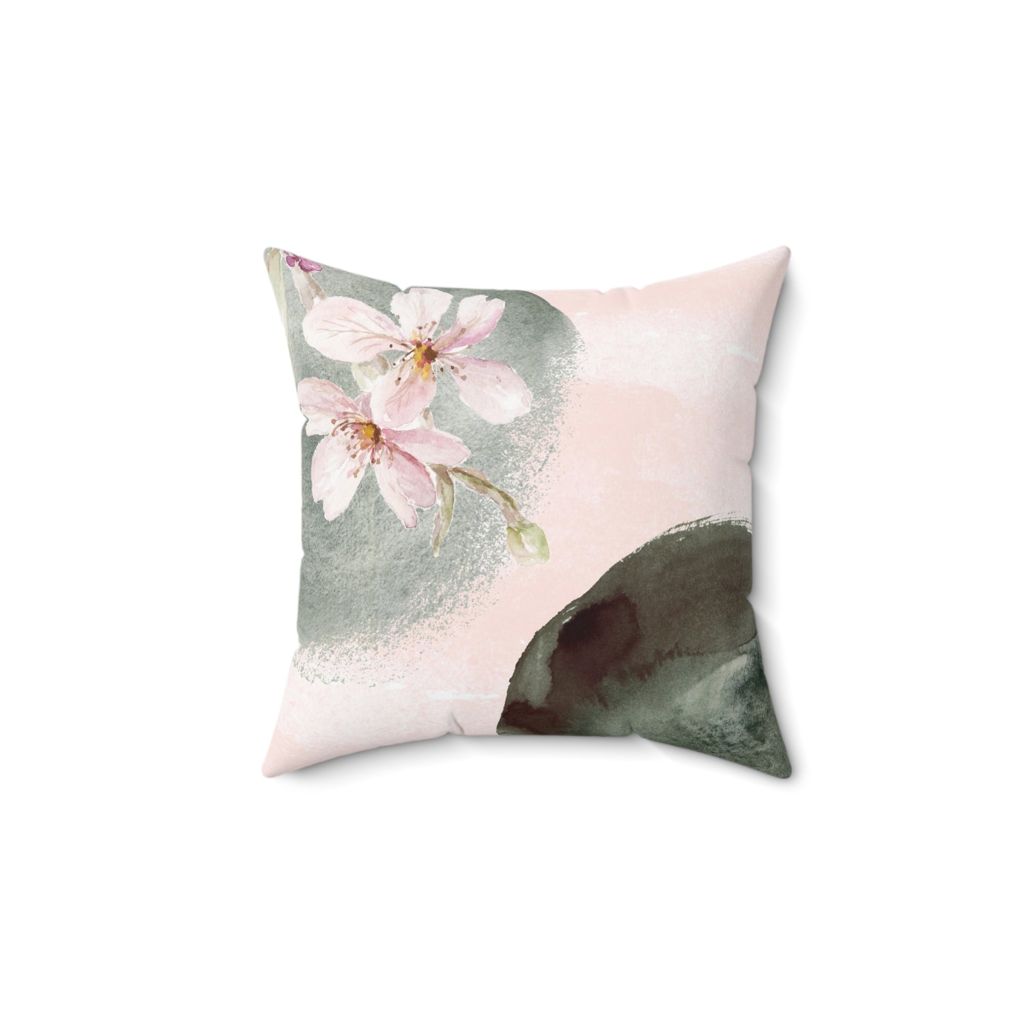 Abstract Floral Pillow Cover | Blush Pink Green Ombre