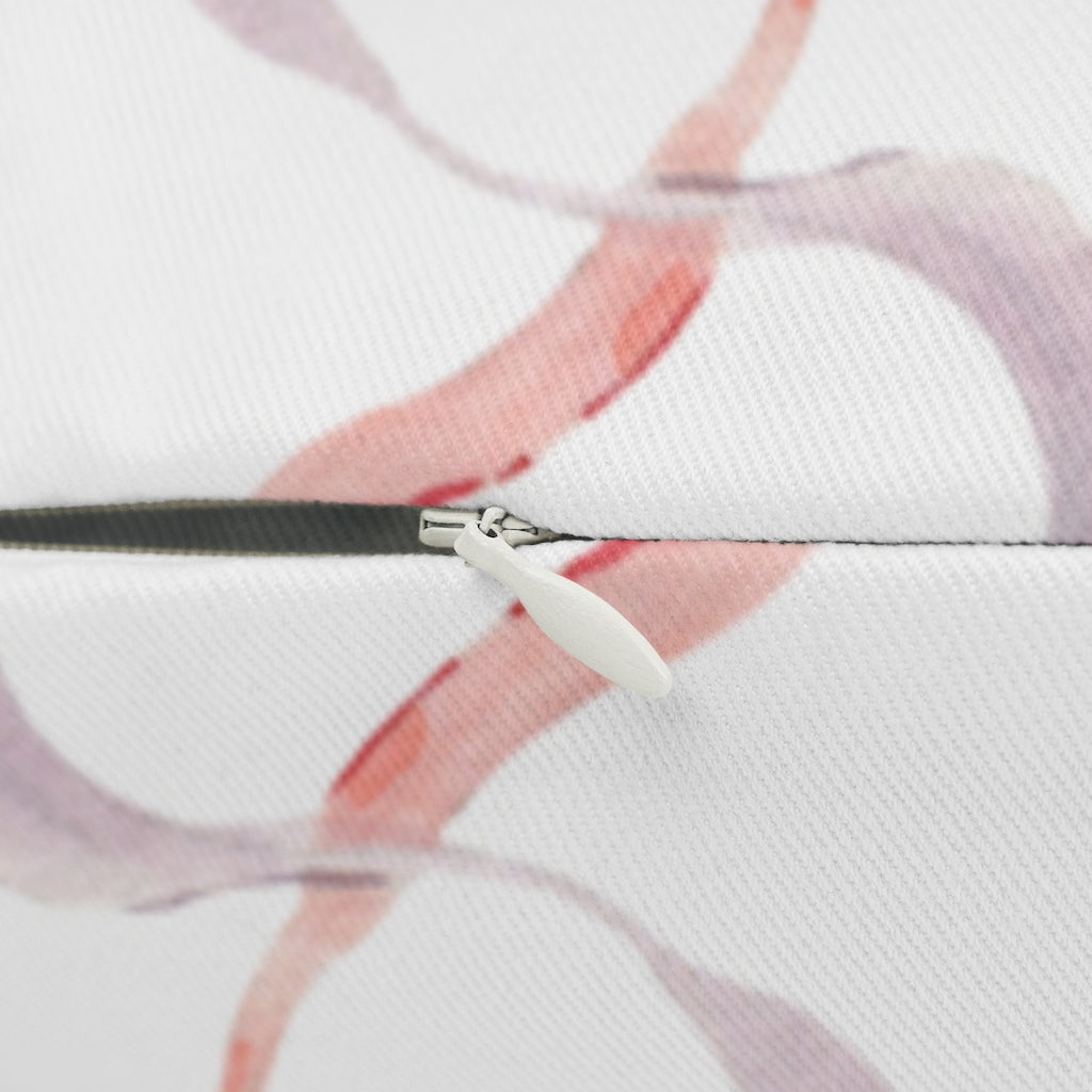 Whimsical Boho Lumbar Pillow | White Pink | Sea Creatures