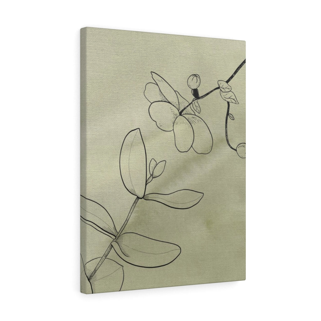 FLORAL WALL CANVAS ART | Green Line Art Flowers