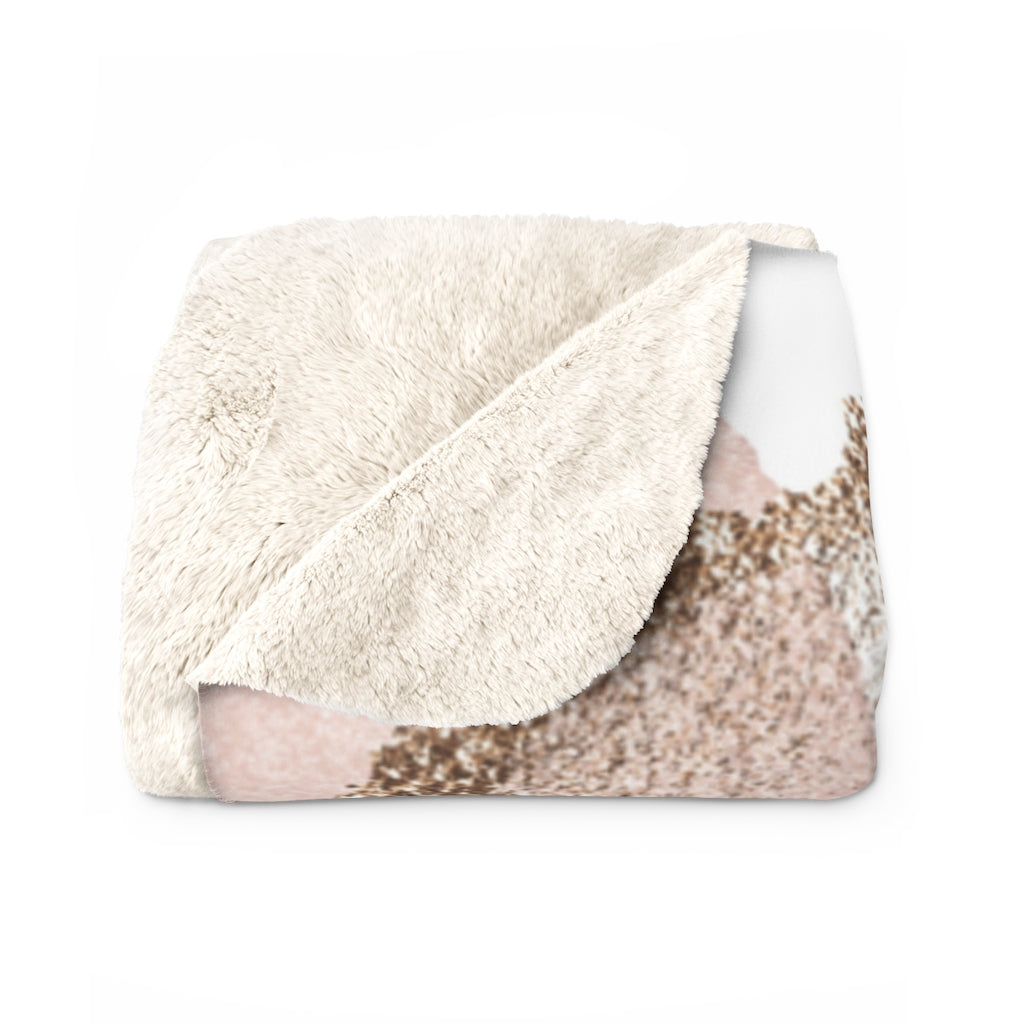 Gold Blush Pink Beige, Abstract Blanket