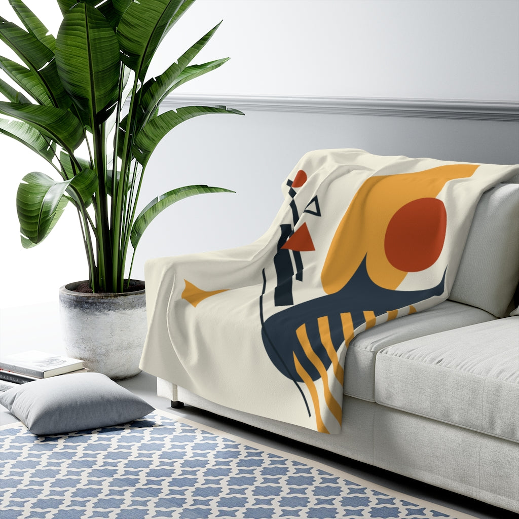 Yellow Navy, Red Geometric Blankets