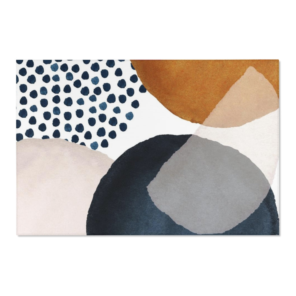 Abstract Area Rug | Navy Rust Orange Cream