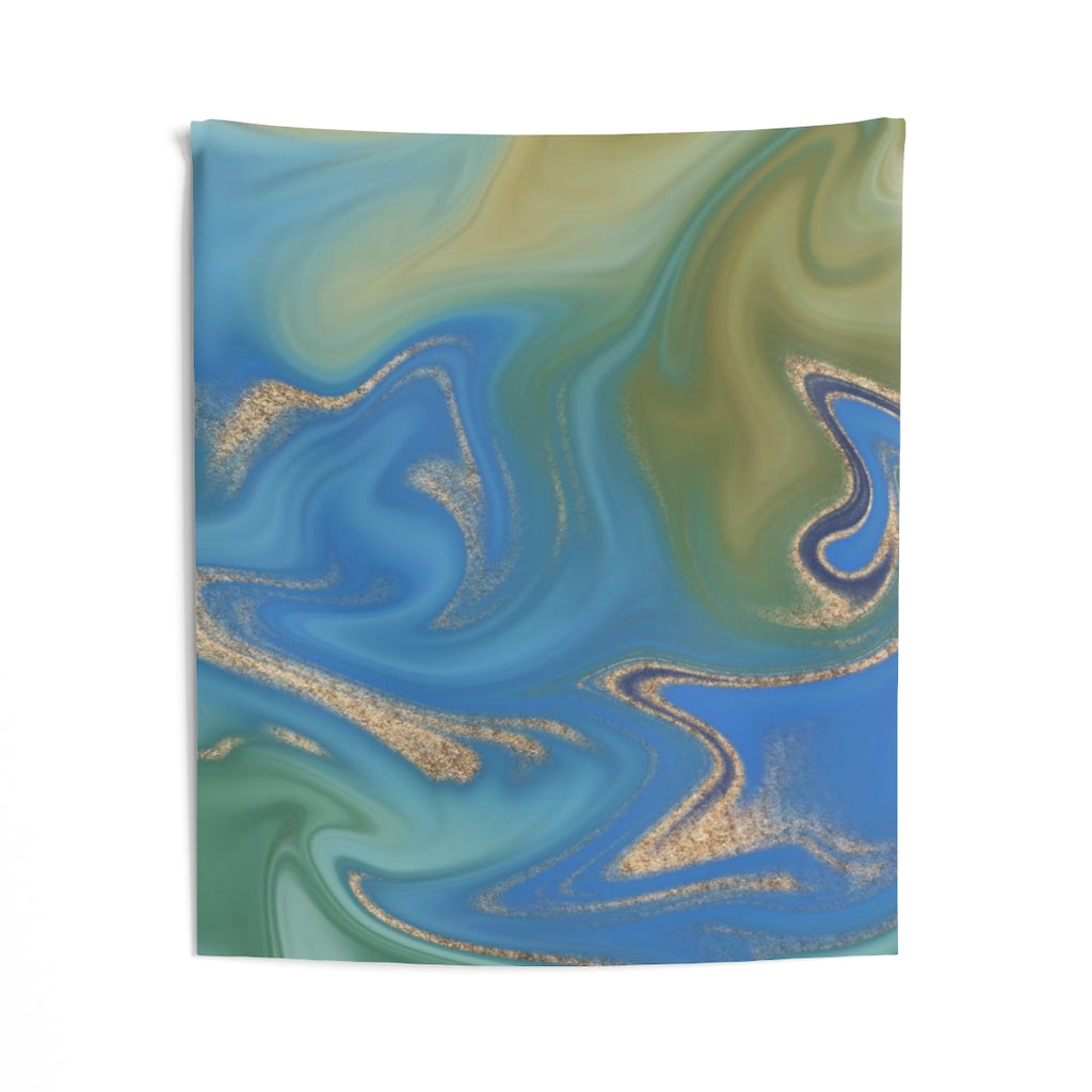 Abstract Tapestry | Royal Blue Green Gold
