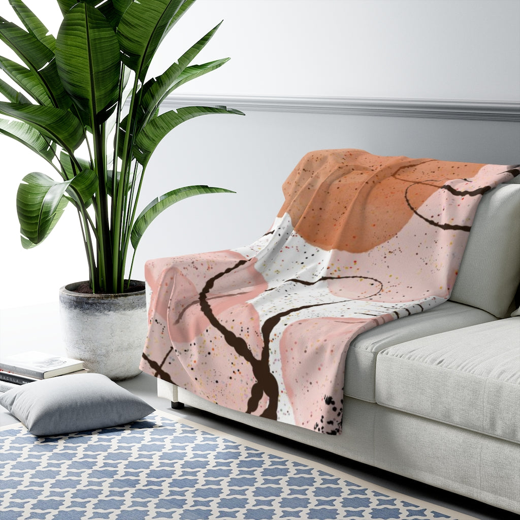 Abstract Comfy Blanket | Blush Pink Beige Black