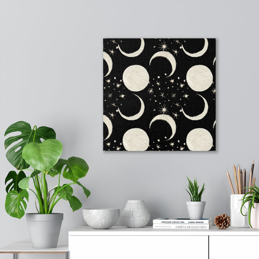 MYSTICAL CANVAS ART | Black Beige Moon Phases