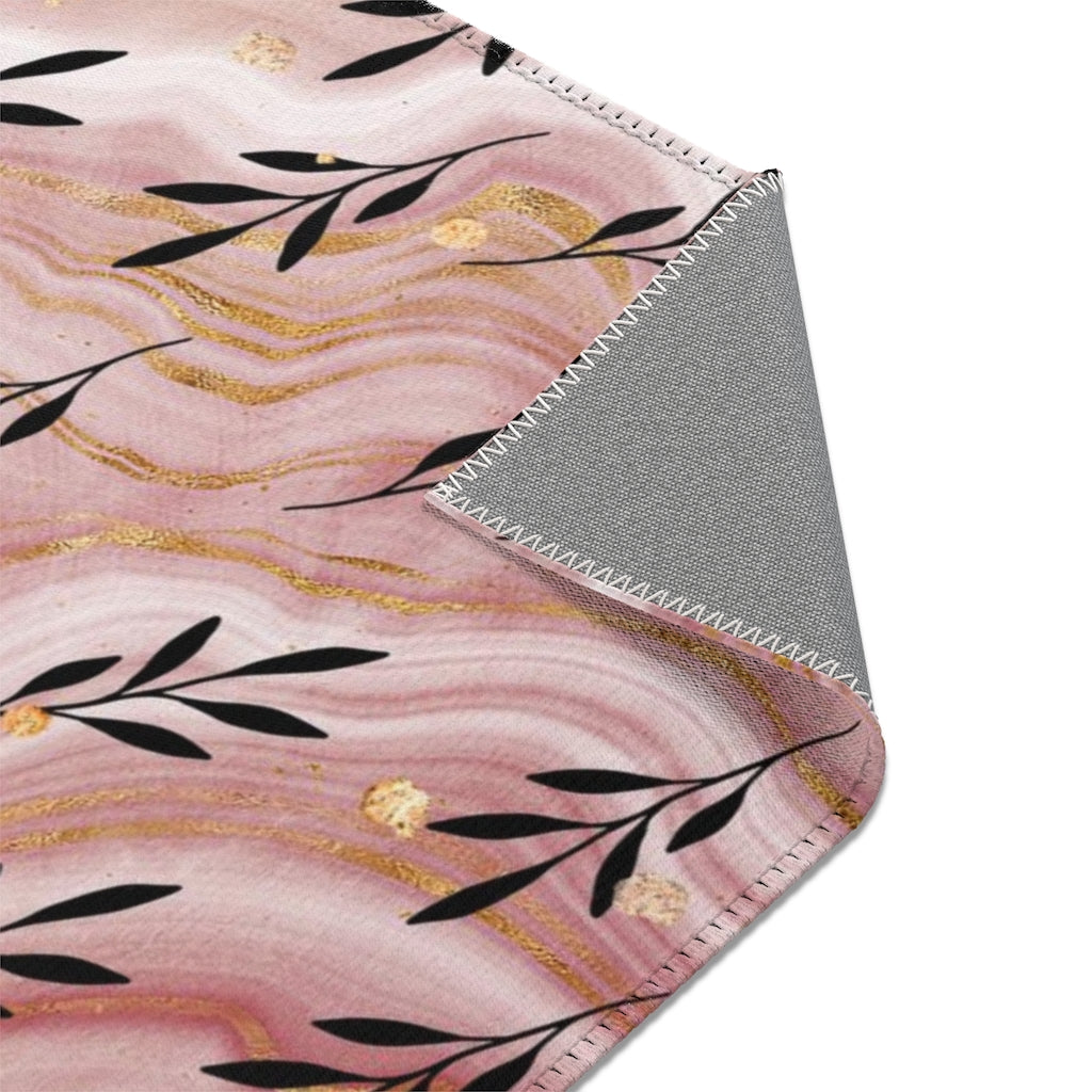 Floral Area Rug | Mauve black Gold Beige