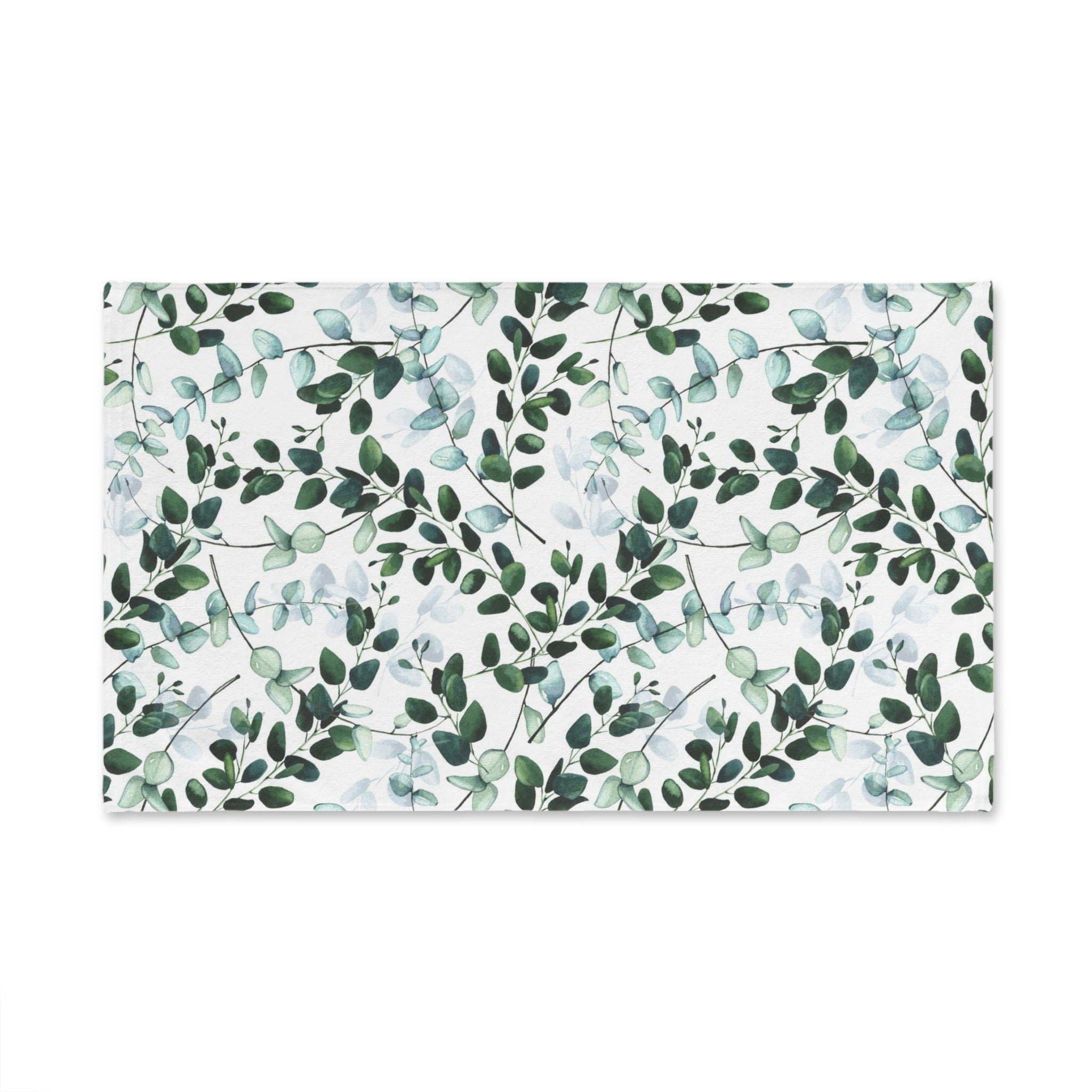 Floral Boho Kitchen, Bath Hand Towel | Forest Sage Green White