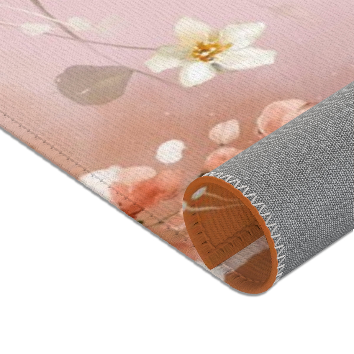 Floral Area Rug | Pastel Pink Orange Ombre Blossoms