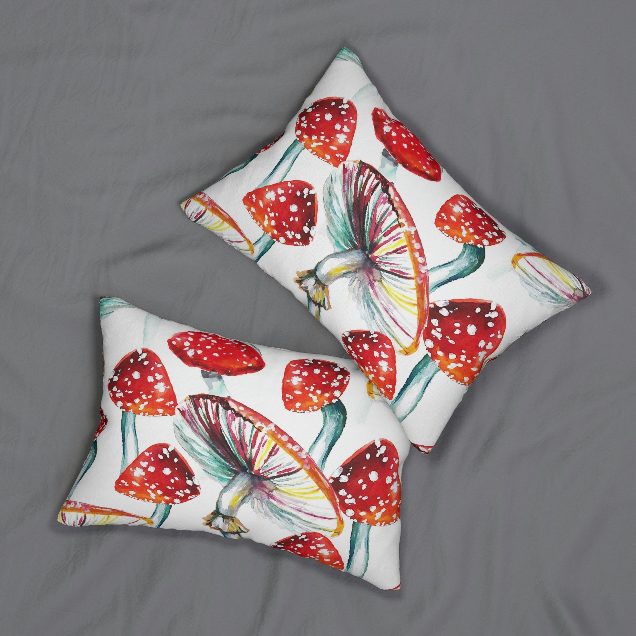 Mushroom Lumbar Pillow | Red White Fantasy Forest