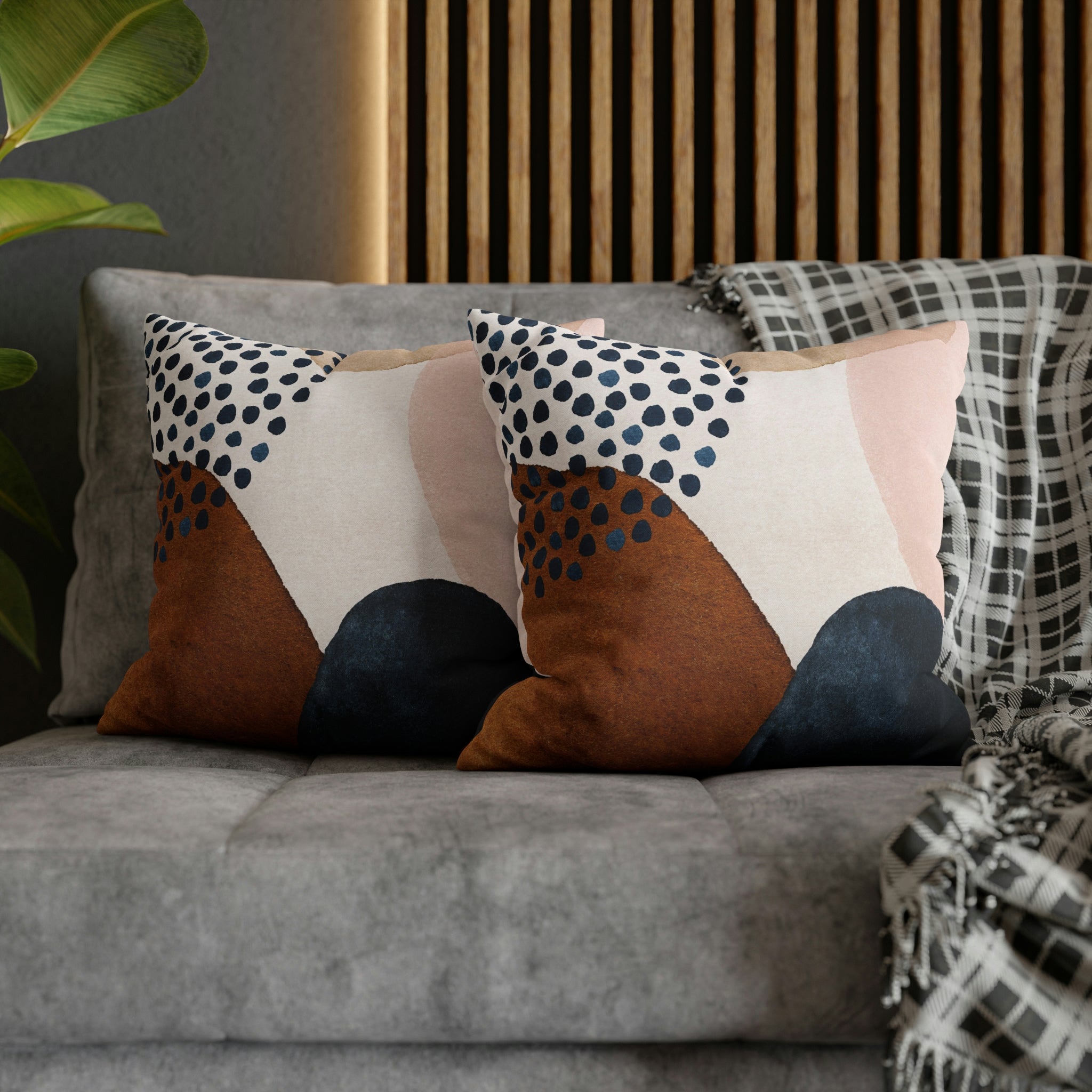 Abstract Boho Pillow Cover | Navy Blue Rustic Pink Blush Cream Gold