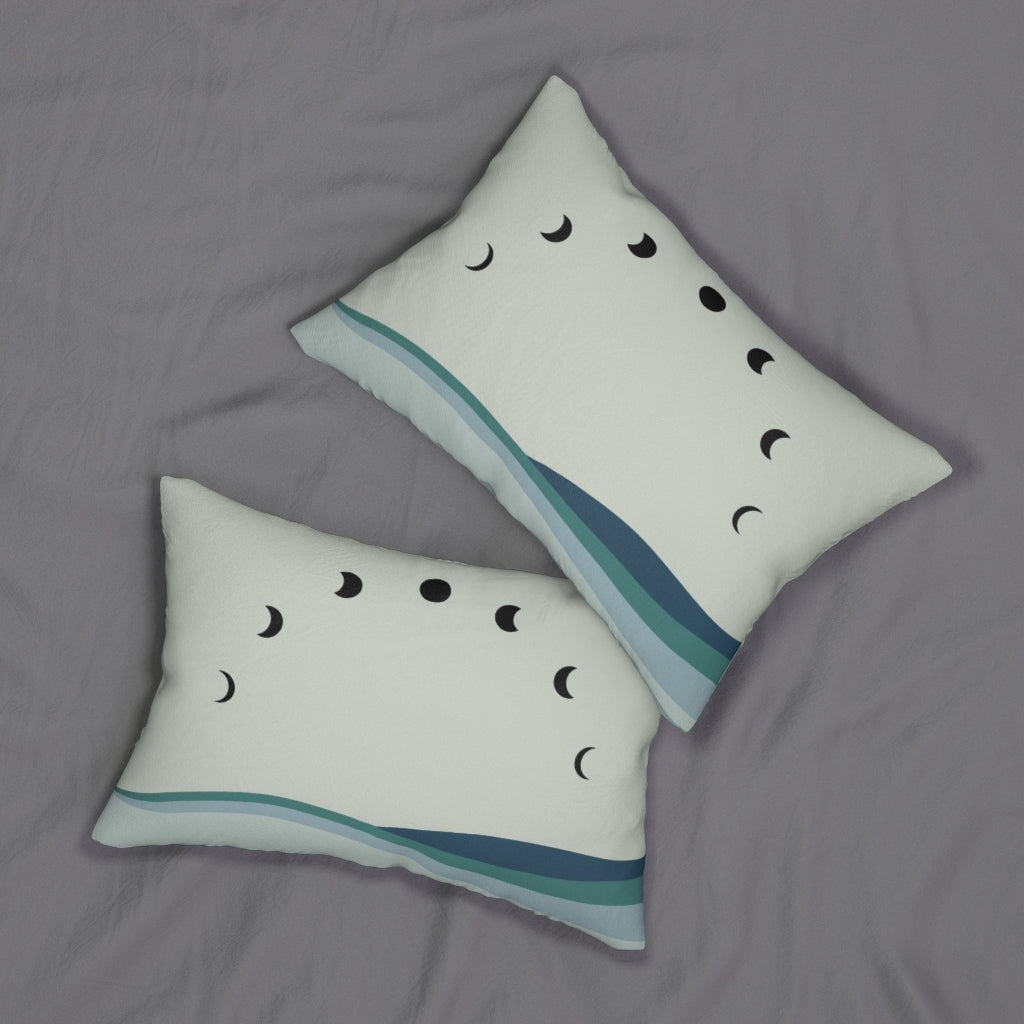 Mystical Boho Lumbar Pillow | Moon Phase Sage Green