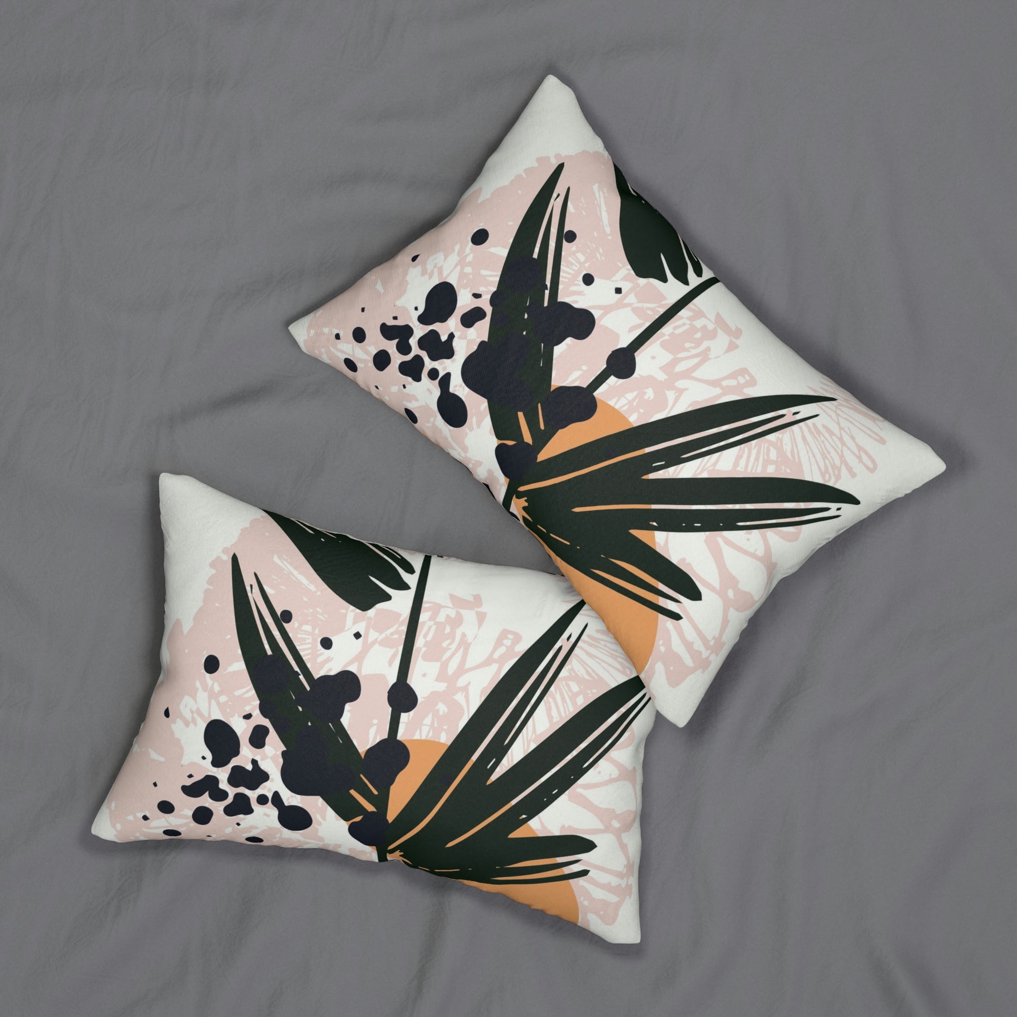 Abstract Lumbar Pillow | Black Blush Pink