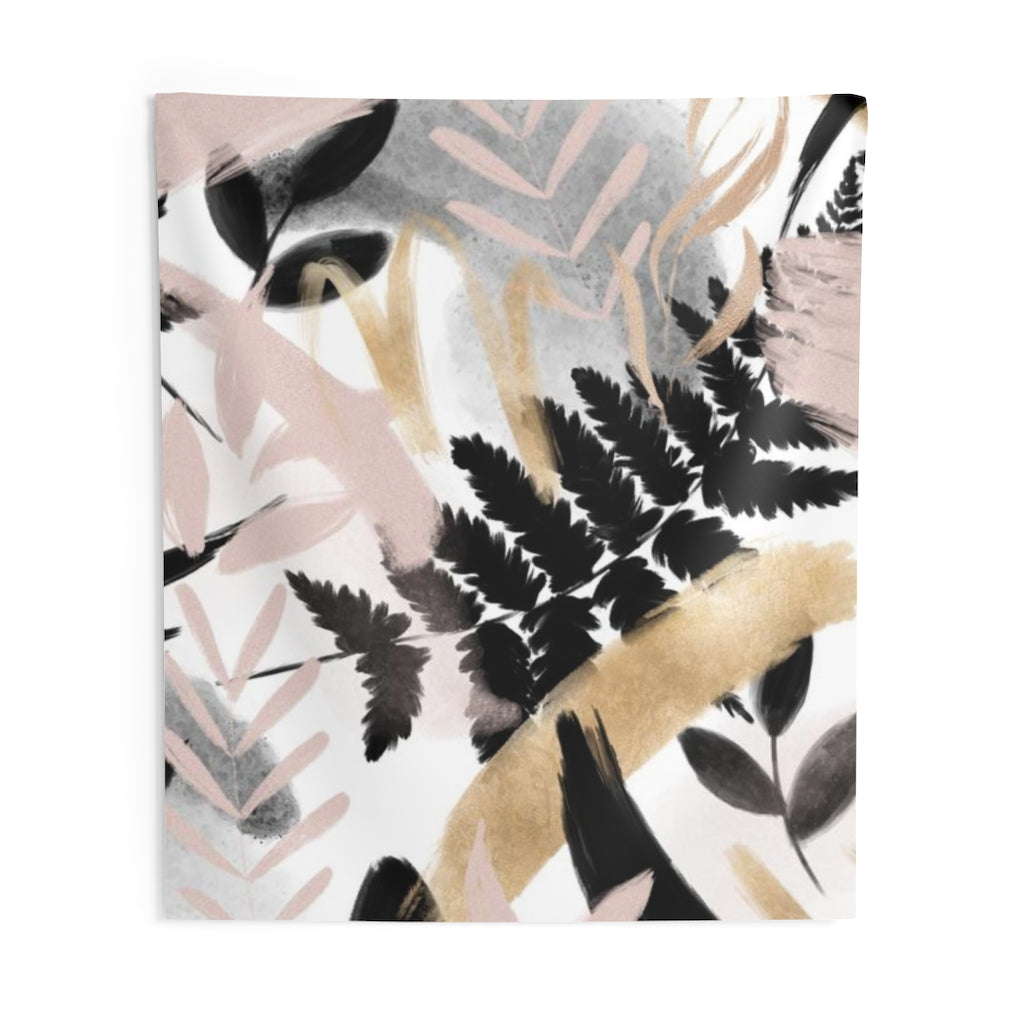 Floral Tapestry | White Blush Pink Black Gold