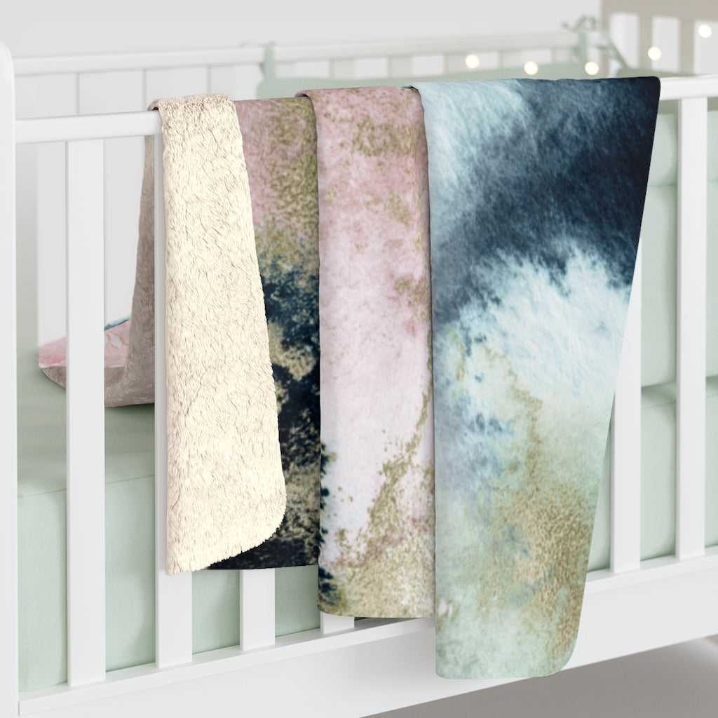 Blush Pink Navy, Fancy Gold Ombre, Lavender Abstract Blanket