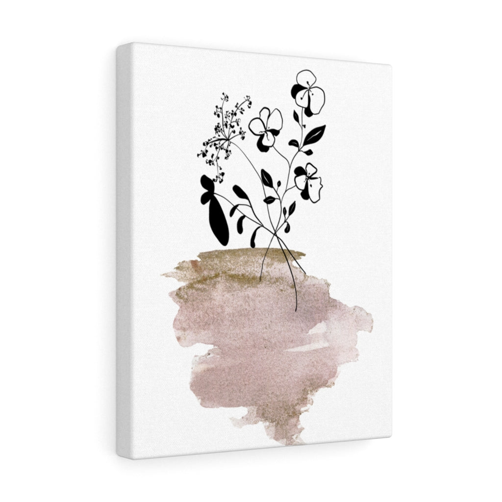 FLORAL WALL CANVAS ART | Black White Bronze
