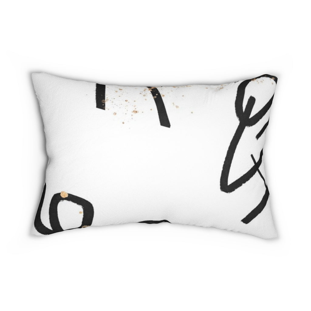 Abstract Boho Lumbar Pillow | White Black Minimalist Lines