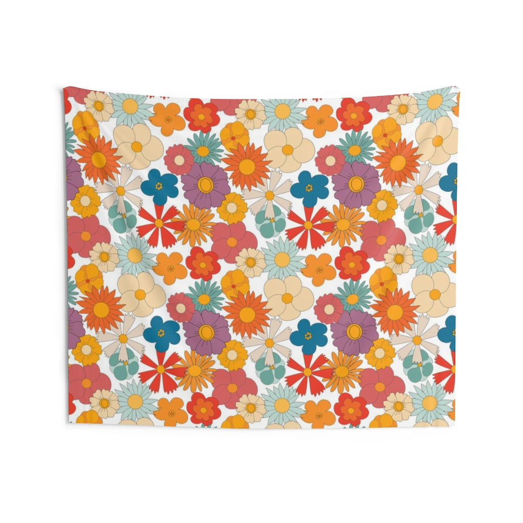 Floral Tapestry | Orange Red Green Beige