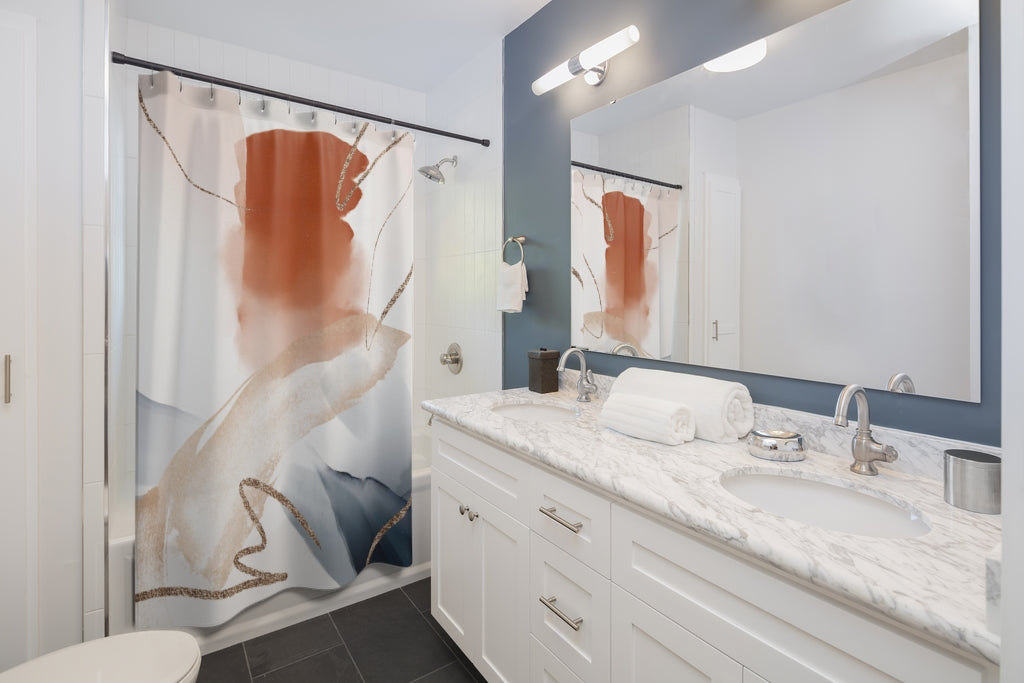 Abstract Shower Curtain | Navy Red Ombre