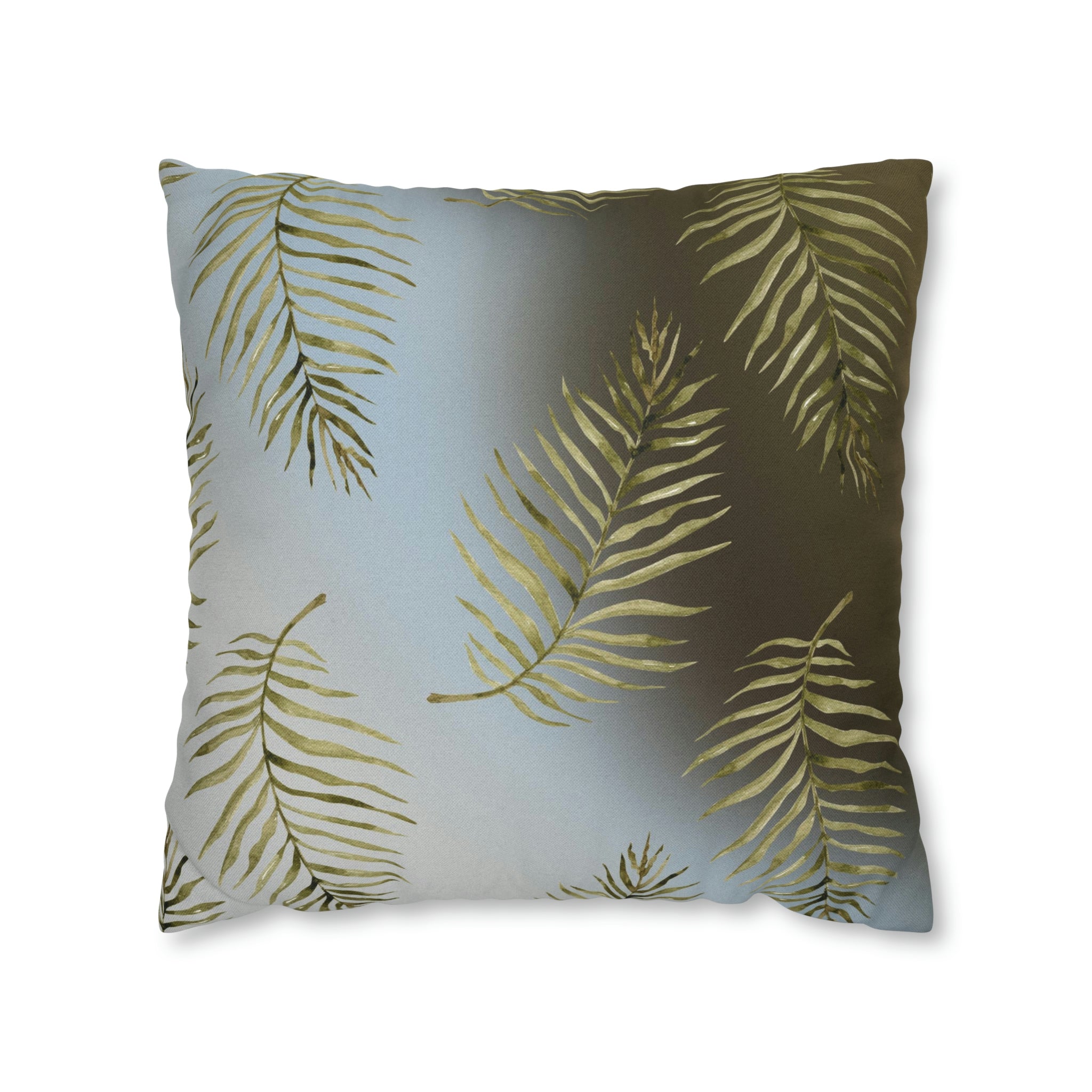 Floral Boho Pillow Cover | Palm Leaves Blue Beige