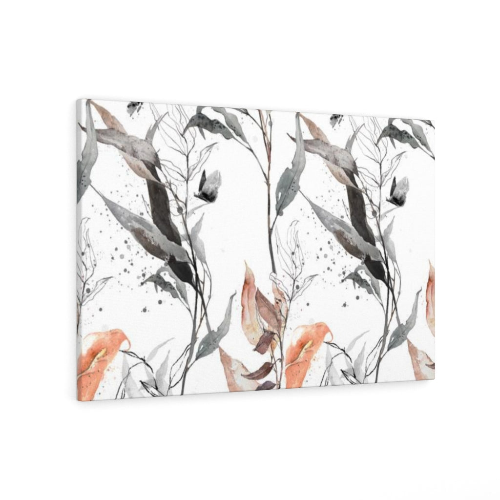 FLORAL WALL CANVAS ART | White Peach Grey