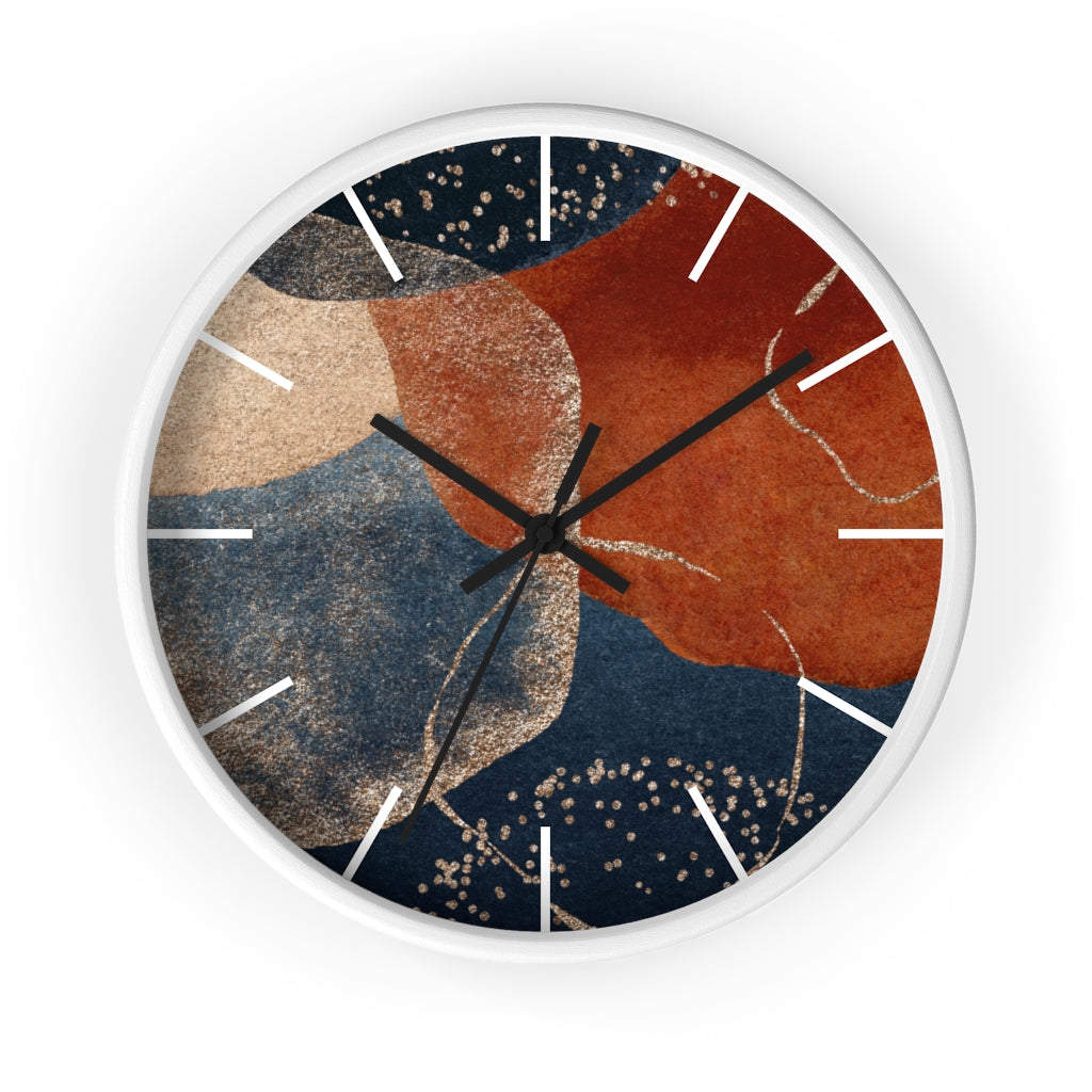 Wood, Wall Clock, Navy Rust 10"