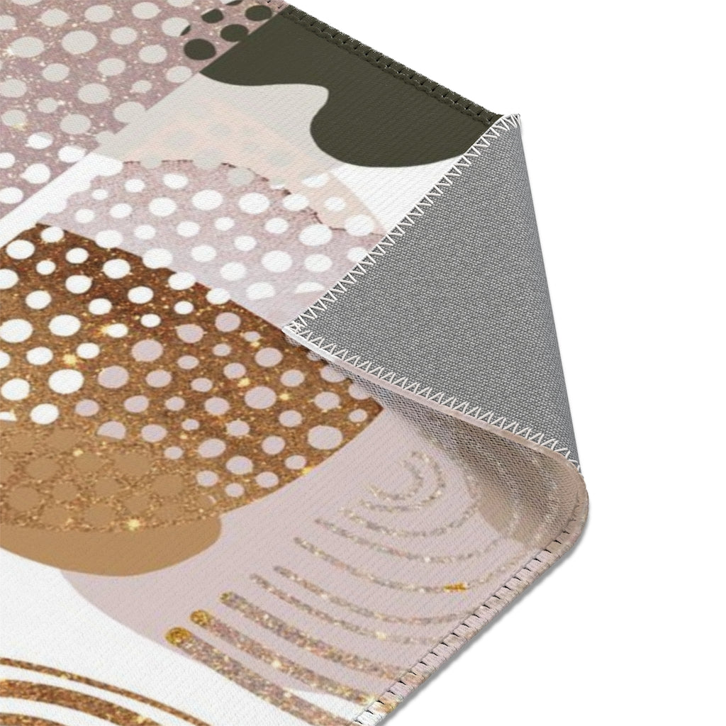 Geometric Boho Area Rug | Brown Beige Rust