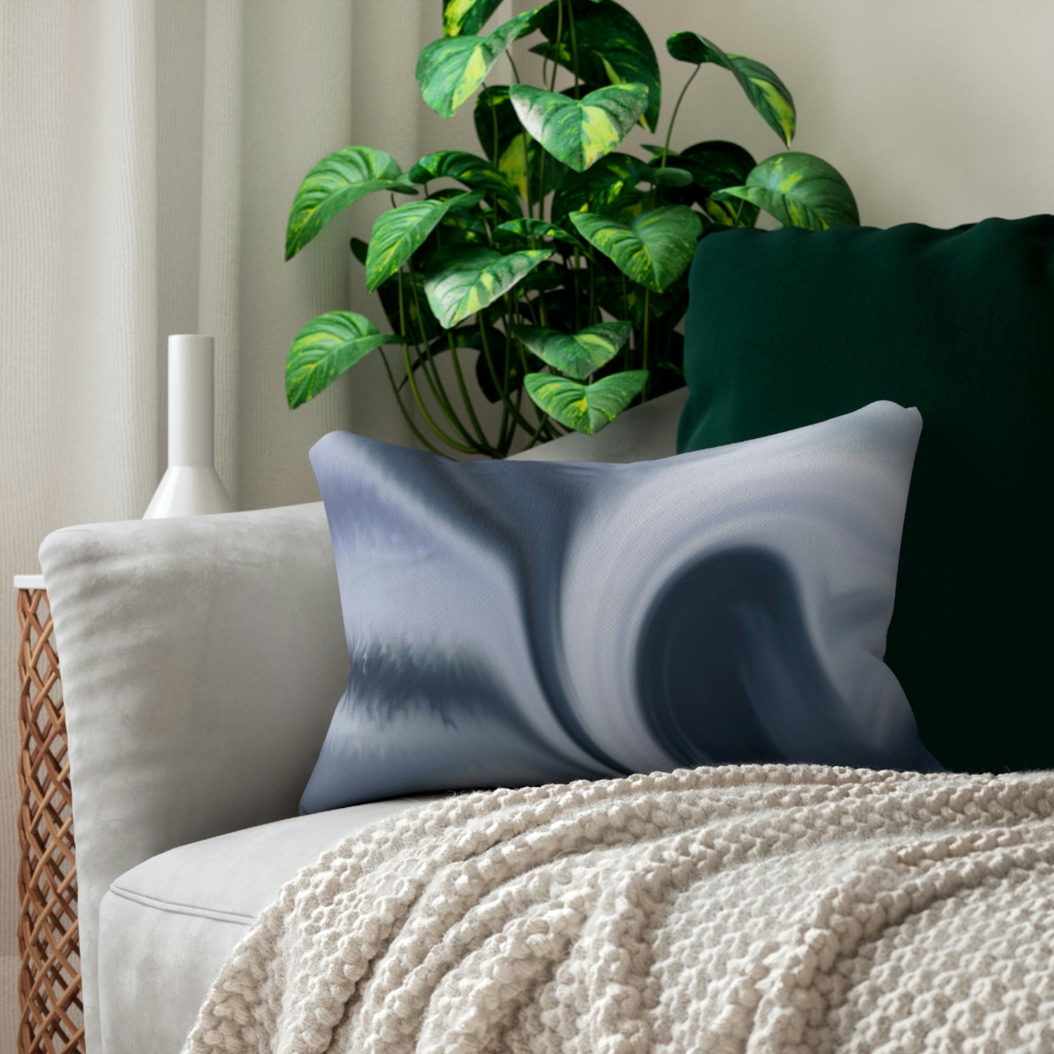 Abstract Lumbar Pillow | Denim Blue Ombre