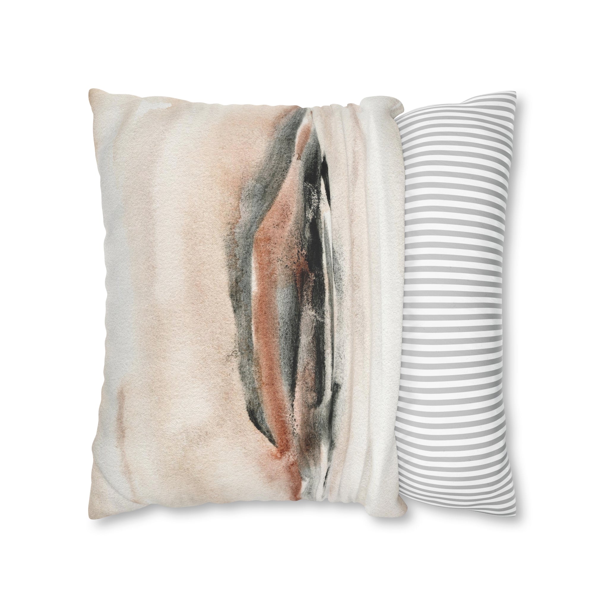Abstract Pillow Cover | Blush Beige Black Beige Ombre
