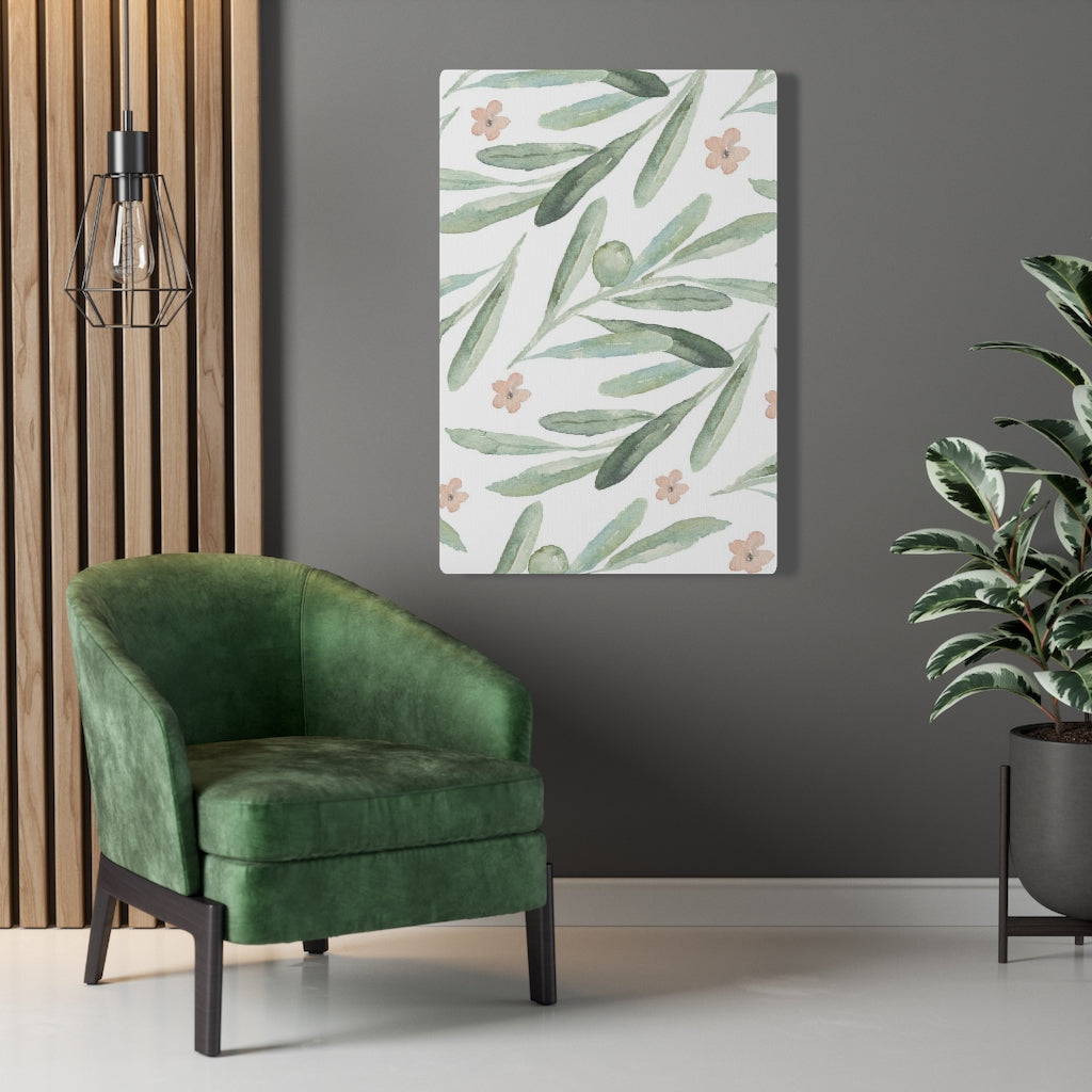 FLORAL WALL CANVAS ART | Green White Pink