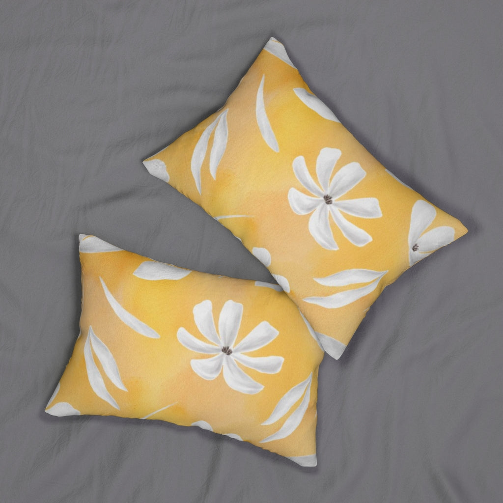 Floral Boho Lumbar Pillow | Yellow White