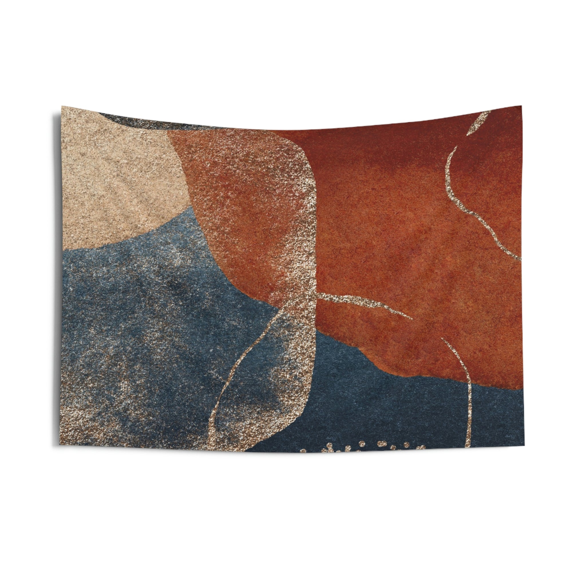 Abstract Tapestry | Navy Blue Gold Rust