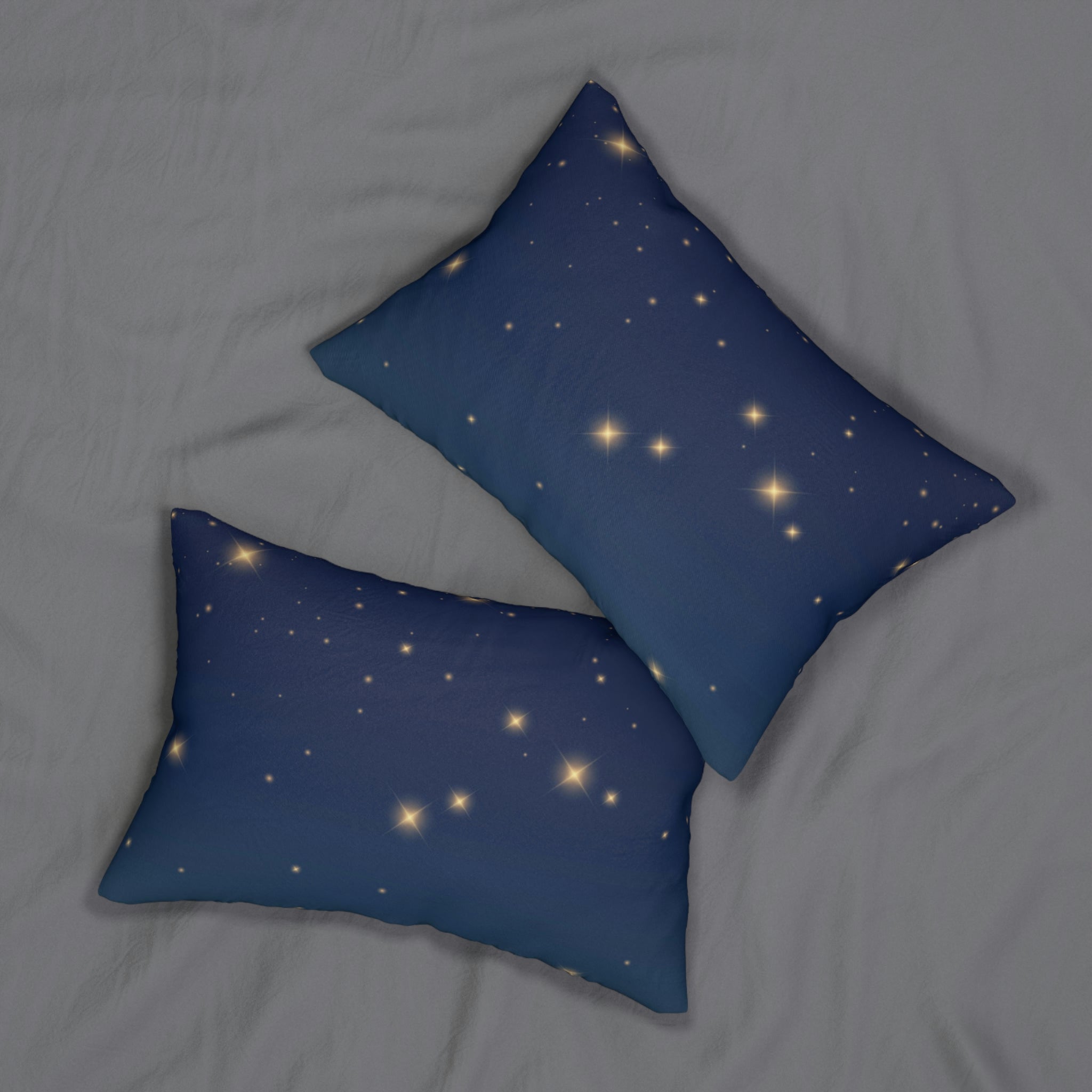 Mid Century Lumbar Pillow | Navy Beige Stars