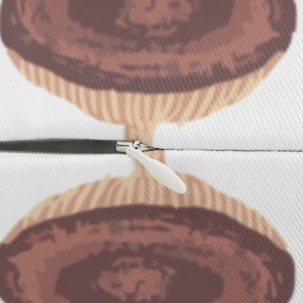 Whimsical Boho Lumbar Pillow | White Brown Mushrooms