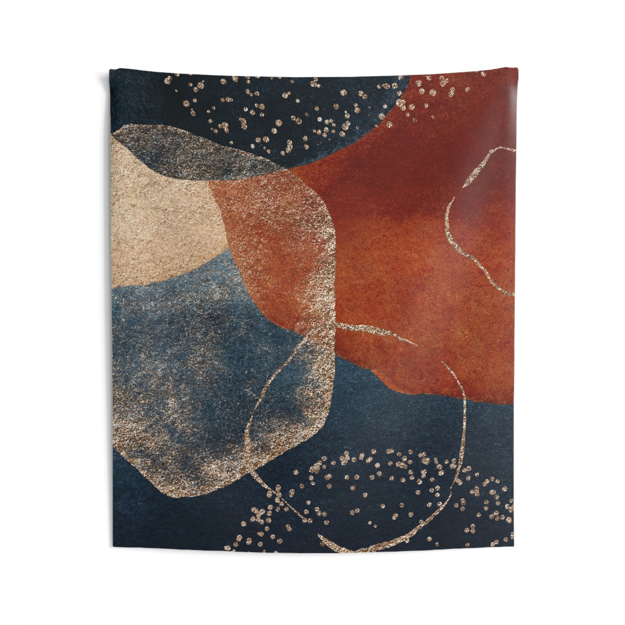 Abstract Tapestry | Navy Blue Gold Rust