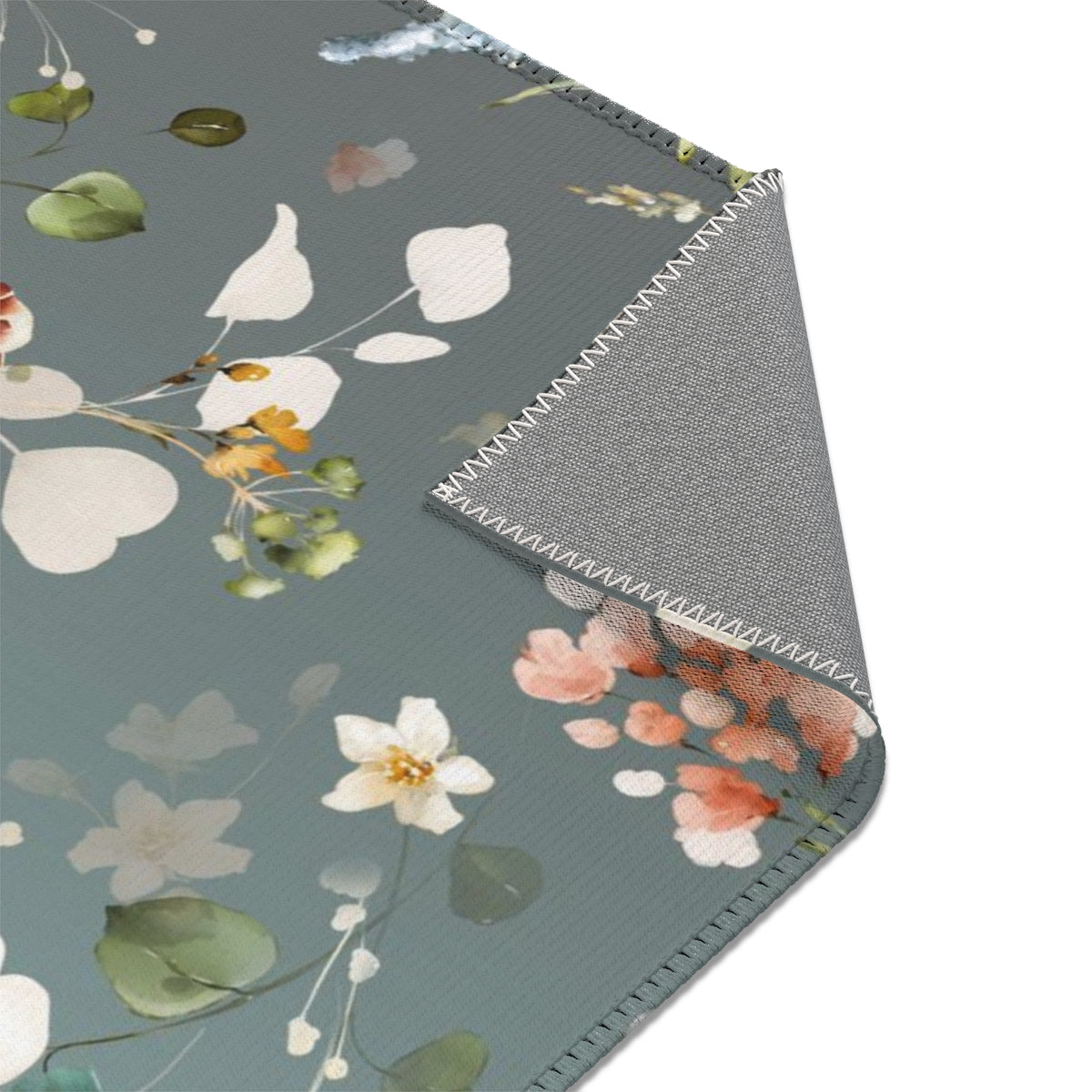 Floral Area Rug | Green Ombre Flowers