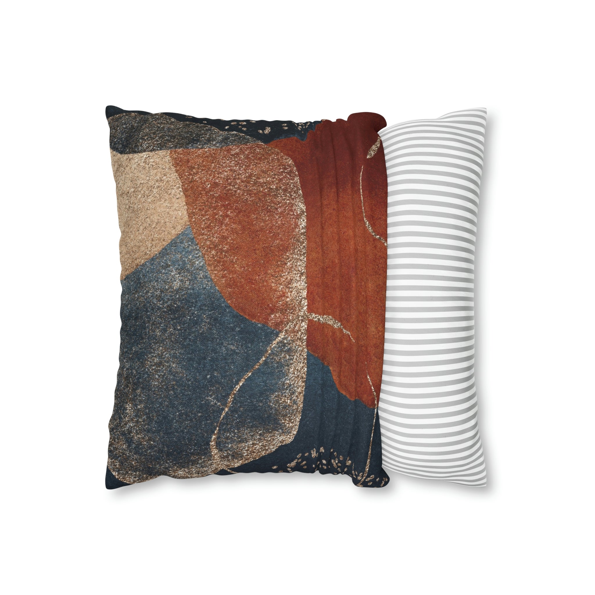 Abstract Boho Pillow Cover | Rustic Navy Gold