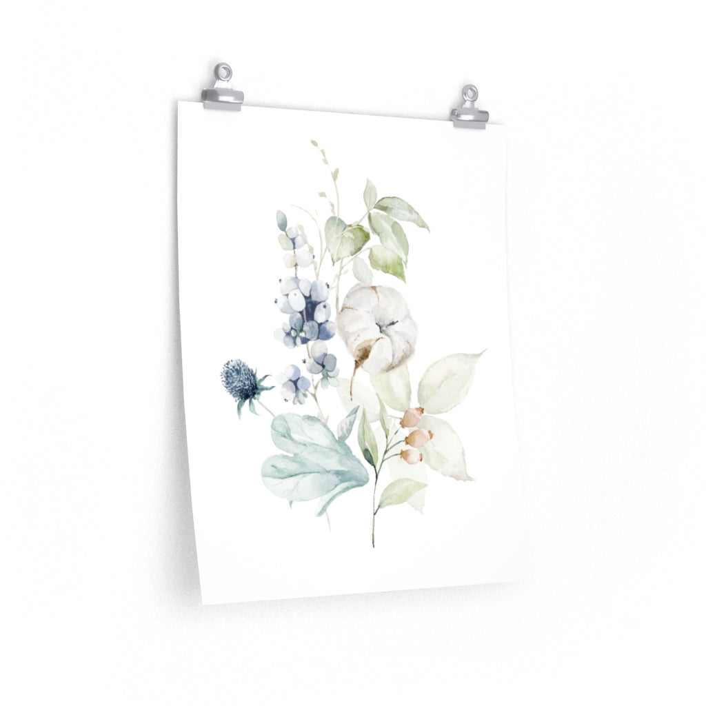 Eucalyptus Floral Art Print | green blue white